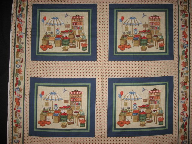 Image 0 of Country Market vegetables with an umbrella four pillow panels to sew 