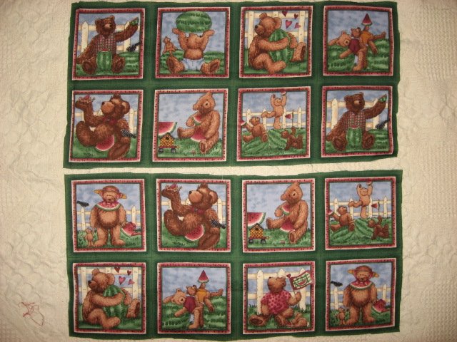 Image 0 of Teddy bear and watermelon fabric with Sixteen 4 3/4