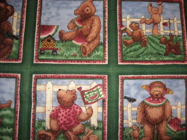Image 1 of Teddy bear and watermelon fabric with Sixteen 4 3/4