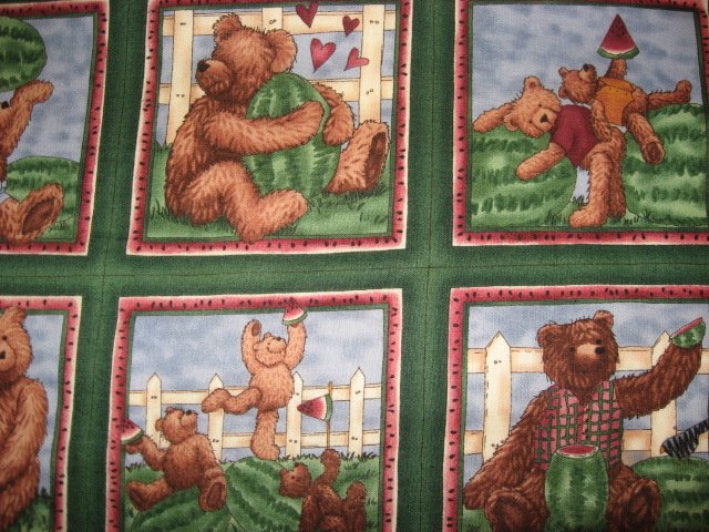 Image 2 of Teddy bear and watermelon fabric with Sixteen 4 3/4