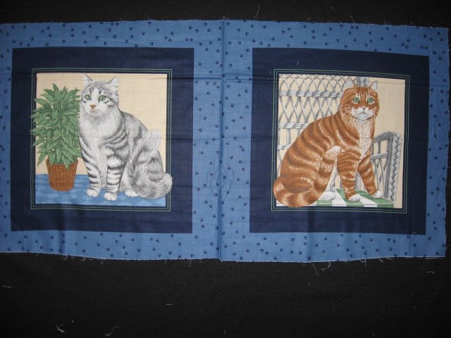 Brown Striped and gray Cats Kittens Fabric Pillow Panel set To sew