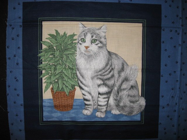 Image 2 of Brown Striped and gray Cats Kittens Fabric Pillow Panel set To sew