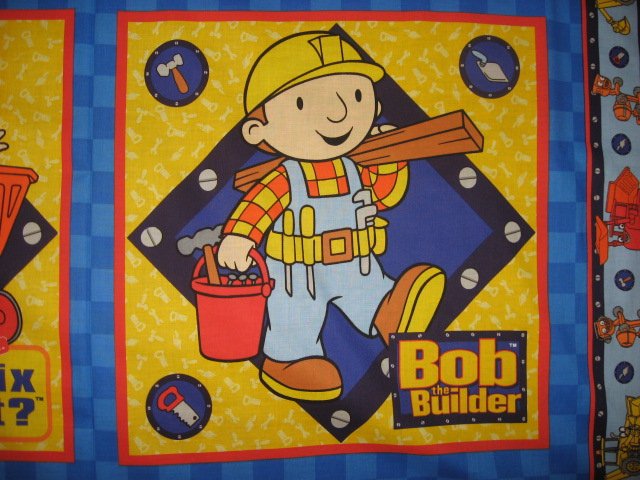 Image 1 of Bob the Builder 100% cotton Fabric pillow Panel set of four to sew