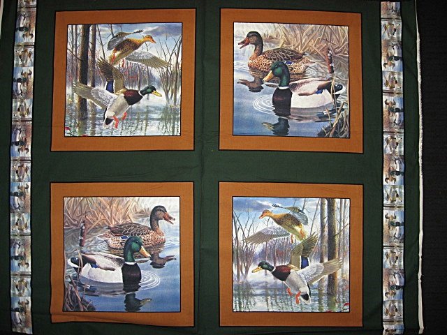 Image 0 of Mallard duck in the marsh Fabric pillow panel set of 4 to sew