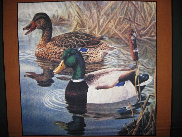 Image 2 of Mallard duck in the marsh Fabric pillow panel set of 4 to sew