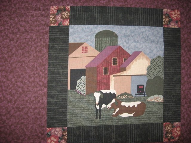 Amish Farm Barn Cow large size Pillow Panel Fabric to sew