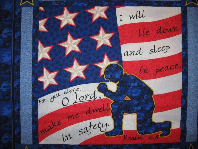 Image 2 of Psalms Soldier and Flag Two military cotton fabric pillow panels to sew