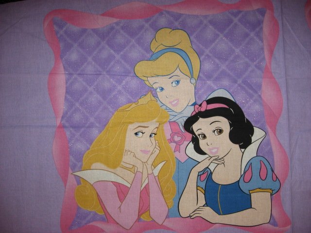 Cinderella Snow White and Aurora Princess Disney Pillow panel fabric to sew