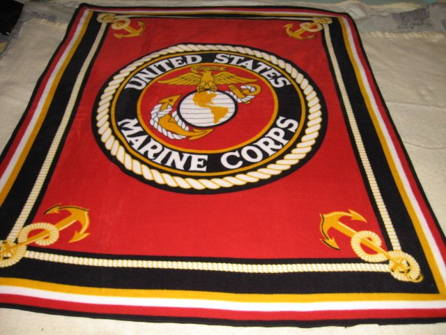 Image 1 of United States Marines Military Fleece Blanket