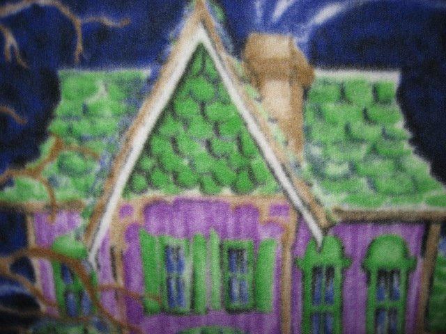 Image 6 of Halloween Haunted house witch ghost cat  spiders Fleece blanket 47