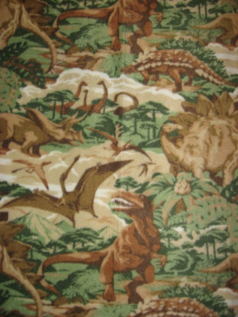 Image 0 of Dinosaur realistic Jungle Beige Fleece Baby toddler comfort Blanket rare 46