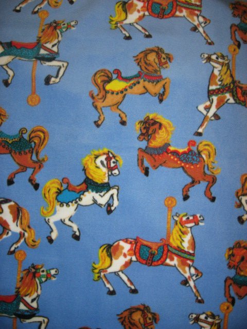 Image 0 of Carousel Horse Antipill handmade fleece baby blanket Rare fleece