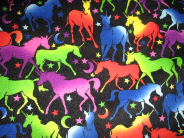 Image 0 of Neon Unicorn and stars Fleece Baby Blanket very rare fleece