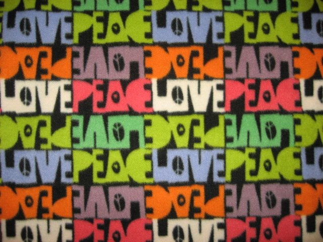 Peace sign fleece blanket with the words love and peace 72 
