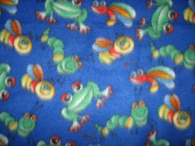 Image 1 of Bees Frogs and Bugs Child Bed size Fleece Blanket