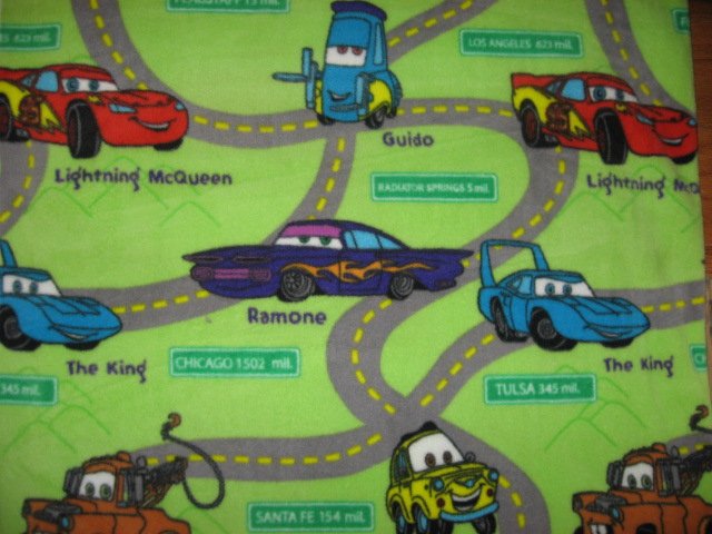 Pixar Cars Matter Green 36 baby blanket Handmade with licensed fleece