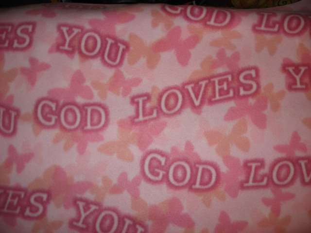 Image 0 of God Loves You pink Fleece Blanket for cancer patient gift