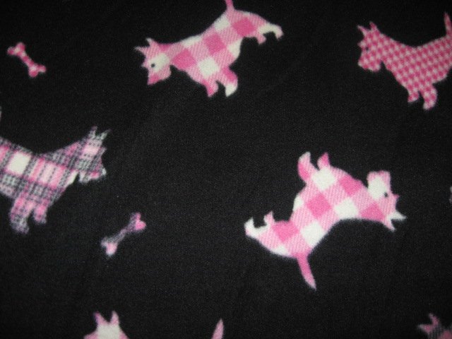 Scottie Dog black fleece blanket pink plaid dogs  29X36      