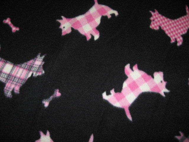 Image 0 of Scottie Dog black fleece blanket pink plaid dogs  29