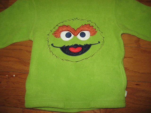 Image 1 of Sesame Street Oscar the Grouch fleece Hoodie  child size 5T /