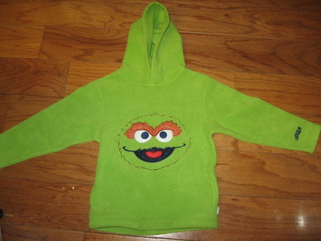Image 2 of Sesame Street Oscar the Grouch fleece Hoodie  child size 5T /