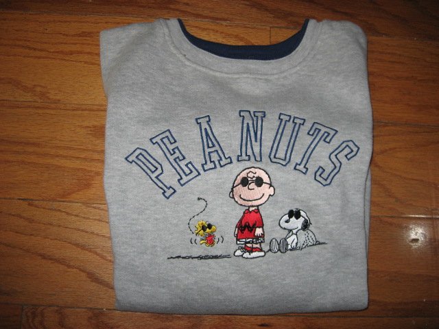 Image 0 of Embroidered Peanuts Charlie Brown Snoopy Woodstock sweatshirt Adult size Large