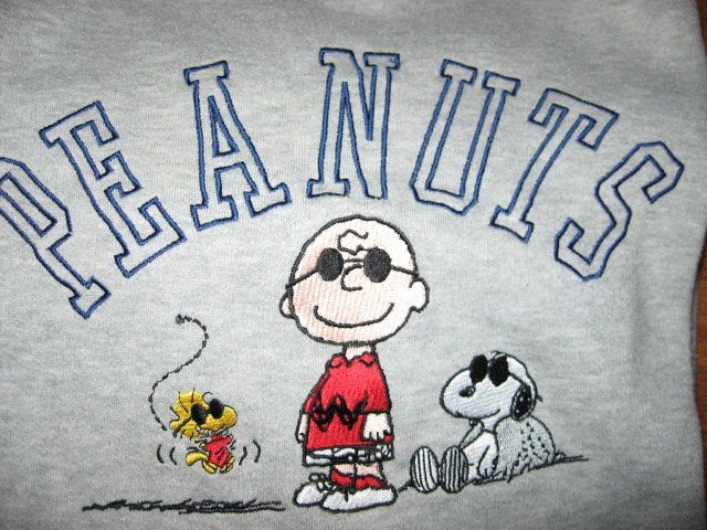 Image 1 of Embroidered Peanuts Charlie Brown Snoopy Woodstock sweatshirt Adult size Large