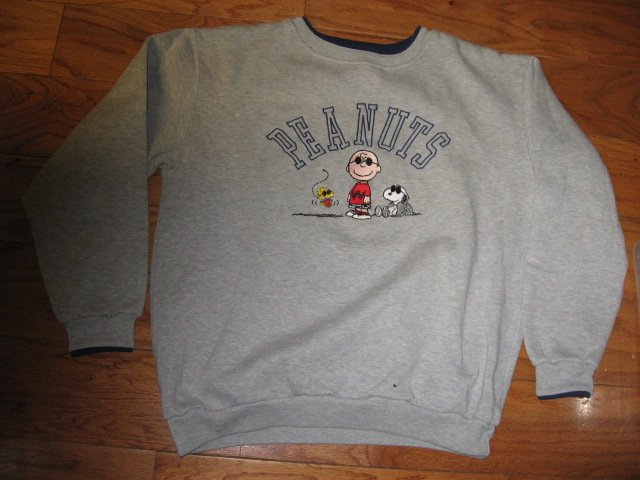 Image 2 of Embroidered Peanuts Charlie Brown Snoopy Woodstock sweatshirt Adult size Large