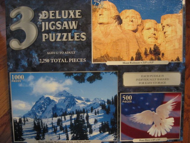 Image 0 of Mount Rushmore Peace dove and Mount Shuksan, Washington 3 deluxe sealed  puzzle