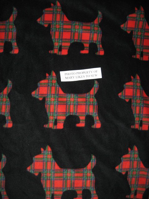 Scottie Dog red  Plaid Fleece Blanket or for dog 34  L X 30 W
