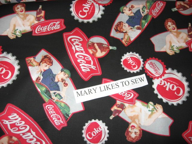 Image 0 of Coca-Cola Coke Soda cotton Fabric By The Yard Vintage 