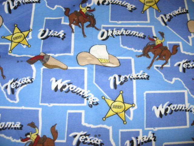 Southwest states map Cowboys Sherrif badge Flannel toddler blanket 