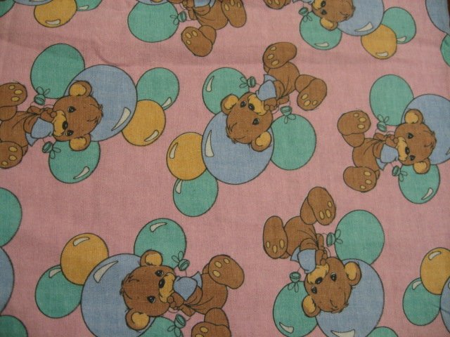 Precious Moments Teddy Bears and Balloons Flannel baby blanket Rare