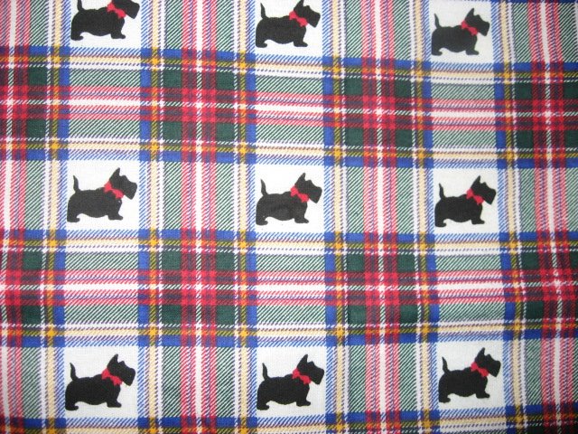 Scottie Dogs with red bows Plaid Flannel baby blanket 