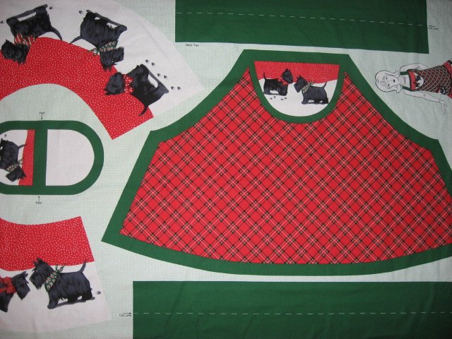 Image 0 of Scottish terrier Scotty aprons One cotton fabric apron panel with flounce U sew