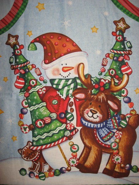 Image 1 of Daisy Kingdom Christmas Reindeer quality cotton fabric apron panel to sew 