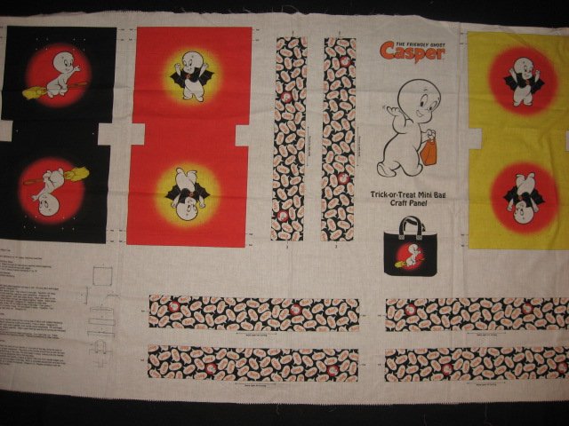 Licensed Casper The Ghost Halloween cotton fabric trick or treet bag to sew