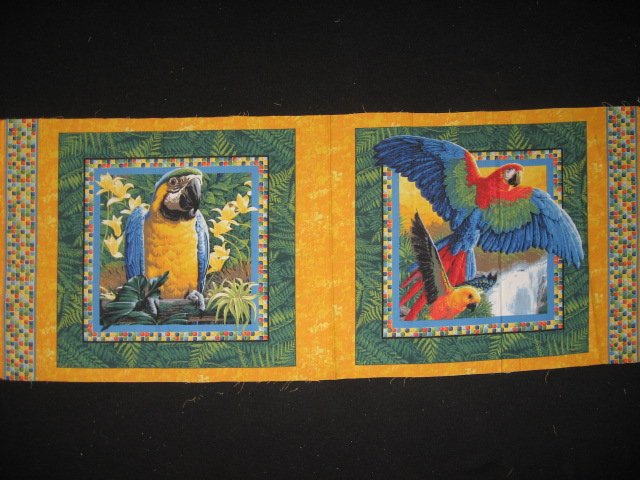 Tropical Parrots  jungle set of two Fabric Pillow Panels 
