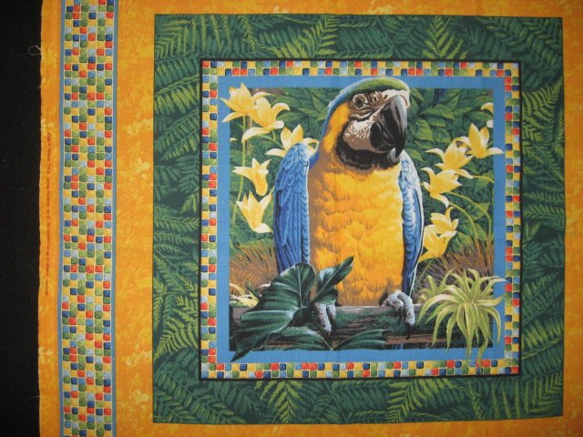 Image 2 of Tropical Parrots  jungle set of two Fabric Pillow Panels 