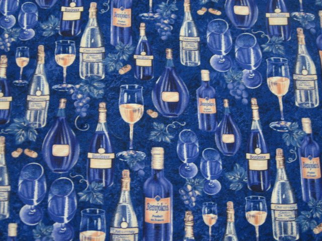 grape and  Wine bottles on beautiful purple Cotton Quilt Fabric to sew by Avlyn