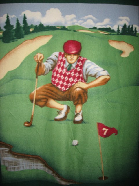 Golf golfer argyle vest Fleece Blanket Panel 