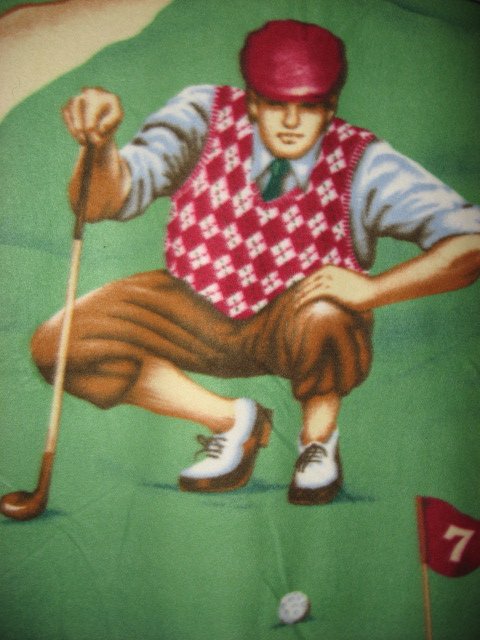 Image 1 of Golf golfer argyle vest Fleece Blanket Panel 