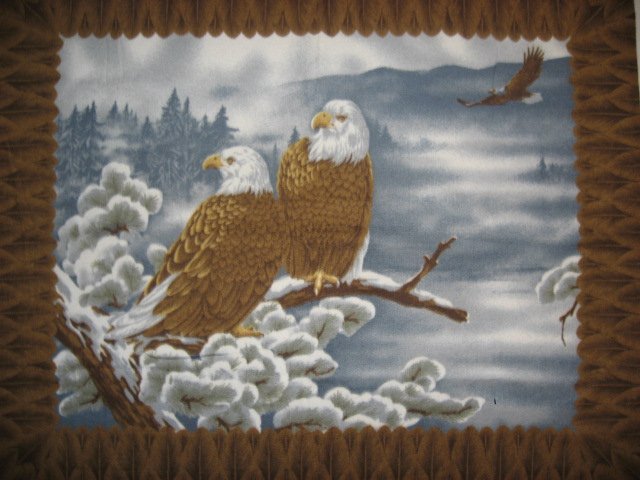 Image 0 of Snowy Tree Eagle Resting Fleece Blanket 