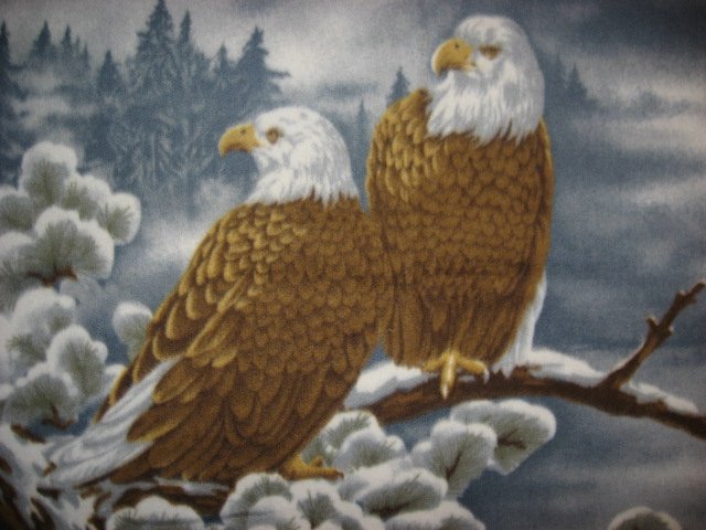 Image 1 of Snowy Tree Eagle Resting Fleece Blanket 