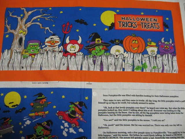 Image 1 of Trick treats Littlest Pumpkin Fabric Panel Soft Book with puzzles to sew / 