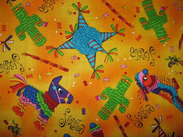 Cinco De Maya bright pretty Fabric Cotton Pinatas Parrot Donkey 