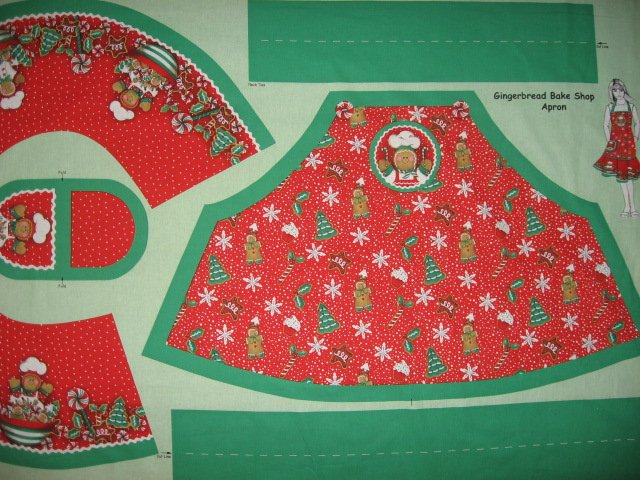 Image 2 of Peppermint candy Gingerbread Chef Christmas Apron One Fabric Apron Panel to sew