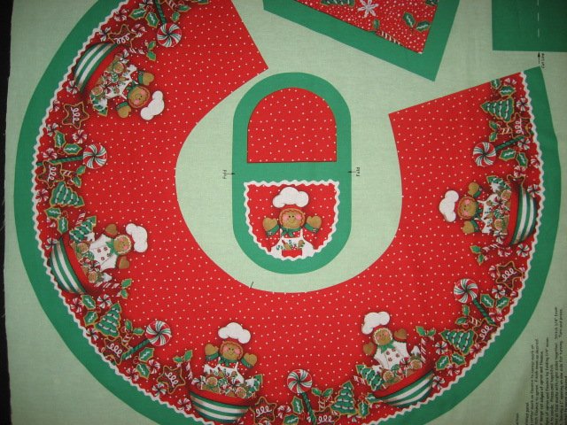 Peppermint candy Gingerbread Chef Christmas Apron One Fabric Apron Panel to sew