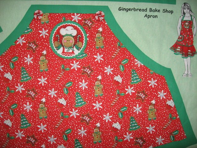 Image 1 of Peppermint candy Gingerbread Chef Christmas Apron One Fabric Apron Panel to sew