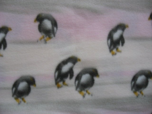 Penguins Child bed size fleece Blanket Handmade super soft 44 X 58